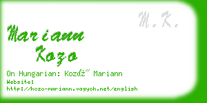 mariann kozo business card